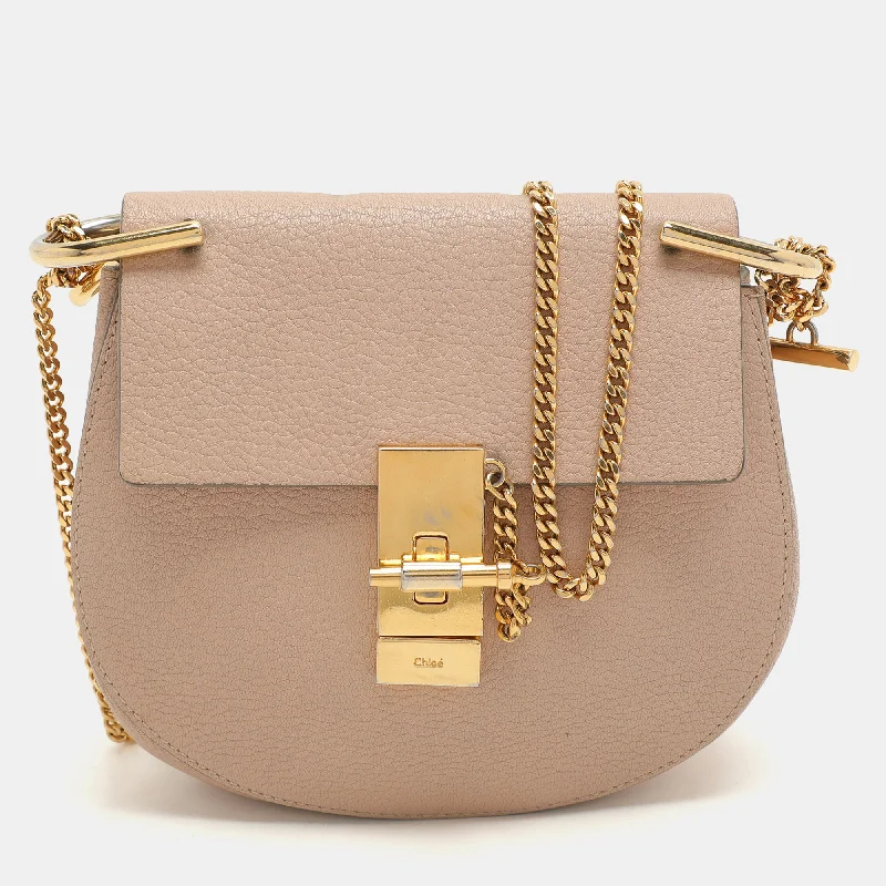 Shoulder bags with soft leather for luxury -Chloe Beige Leather Small Drew Shoulder Bag