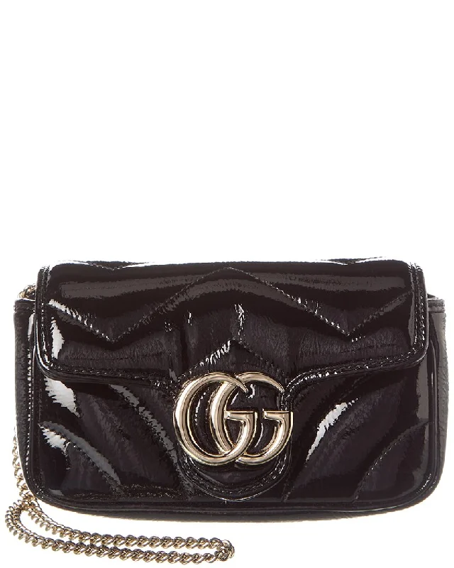 Waterproof shoulder bags ideal for rainy days -Gucci GG Marmont Super Mini Patent Shoulder Bag