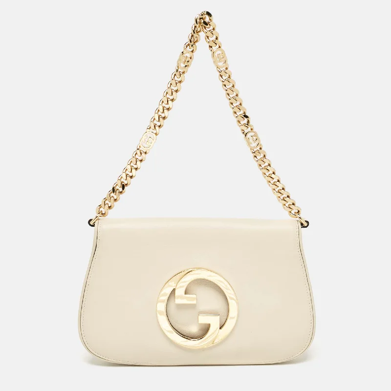 Shoulder bags with woven fabric for texture -Gucci Off White Leather Small Blondie Shoulder Bag