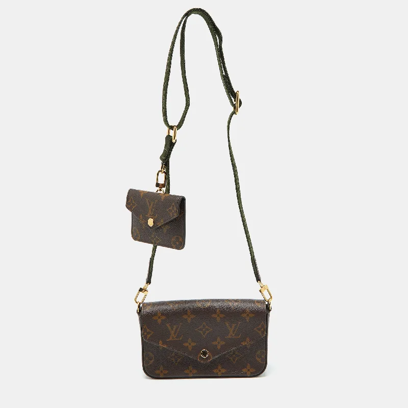 Canvas shoulder bags perfect for casual outings -Louis Vuitton Khaki Monogram Canvas Félicie Strap & Go Bag