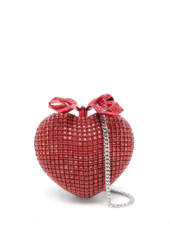 Self-Portrait red crystal heart clutch