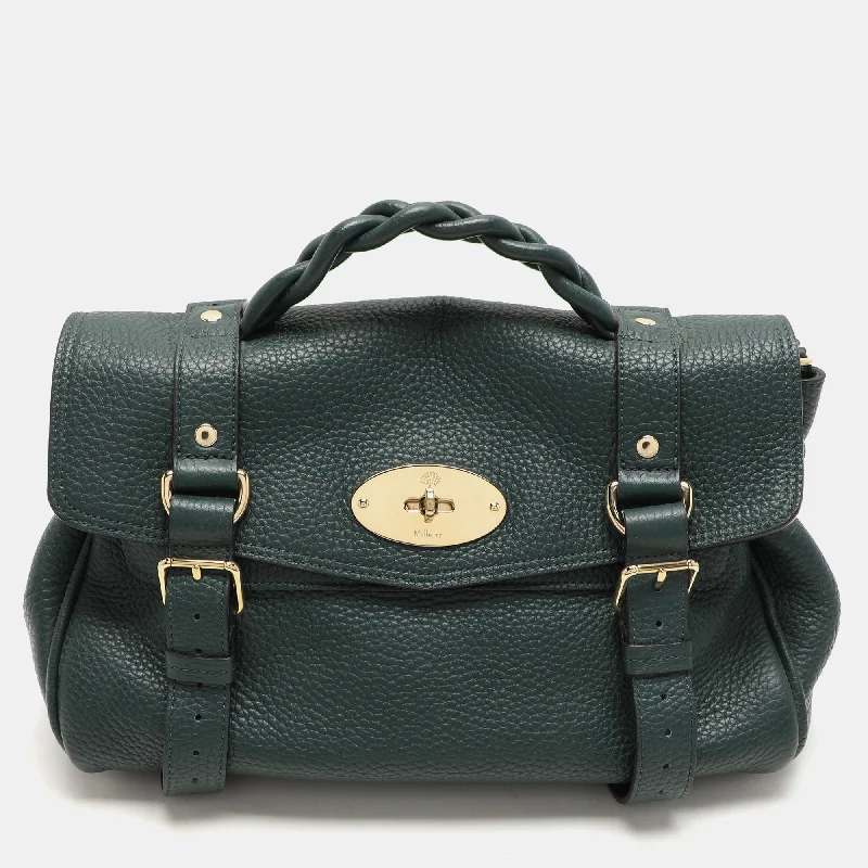 Shoulder bags with soft linings for protection -Mulberry Green Leather Alexa Shoulder Bag