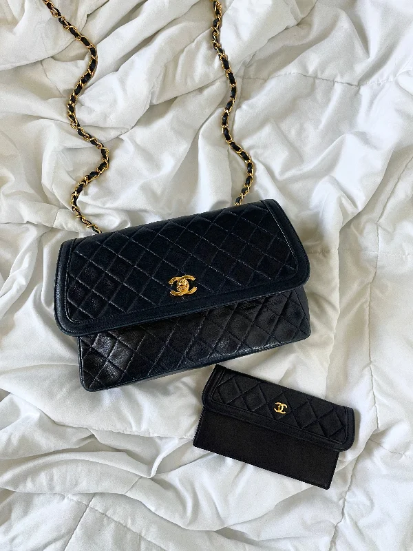 Chanel Dark Navy Lambskin Classic Half Flap