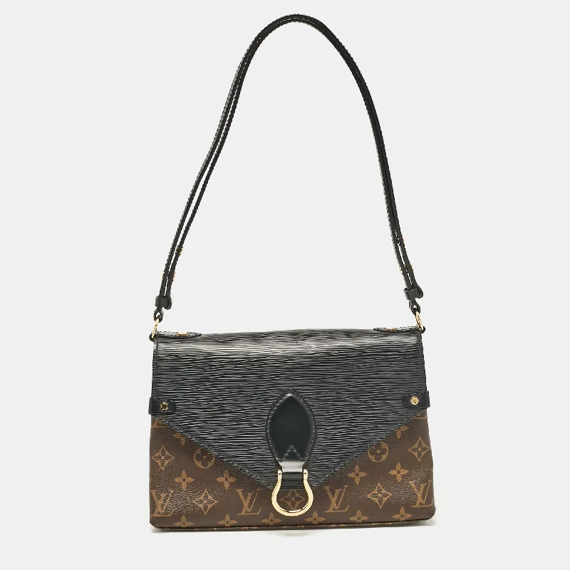 Shoulder bags with bohemian tassel embellishments -Louis Vuitton Black Epi Leather And Monogram Canvas Saint Michel Bag