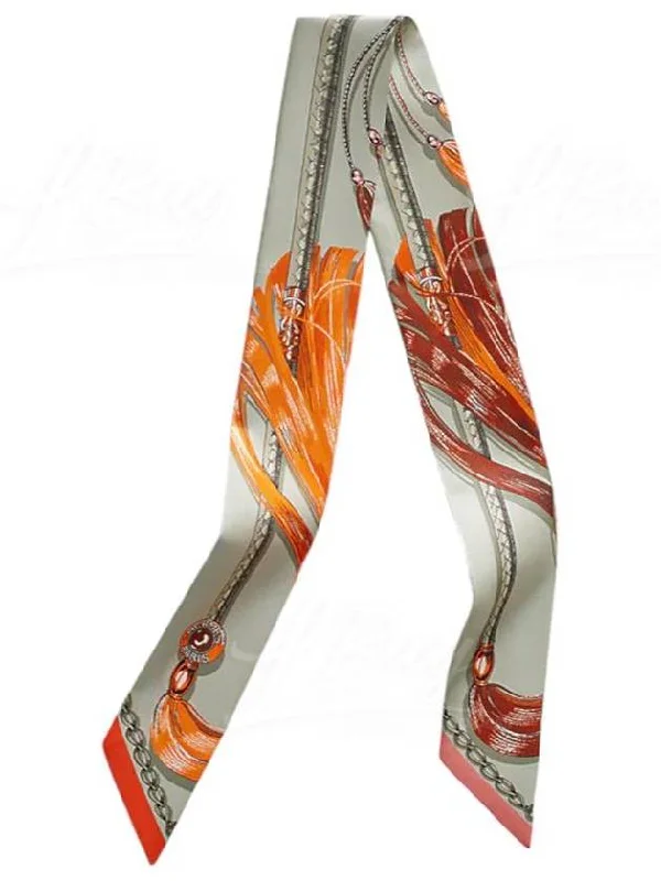 Cavalcades Twilly Scarf Grey Orange