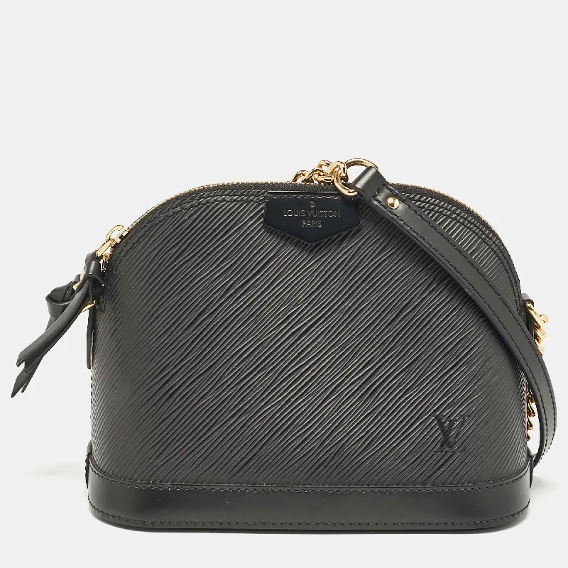 Quilted shoulder bags with elegant textured designs -Louis Vuitton Black Epi Leather Mini Alma Bag