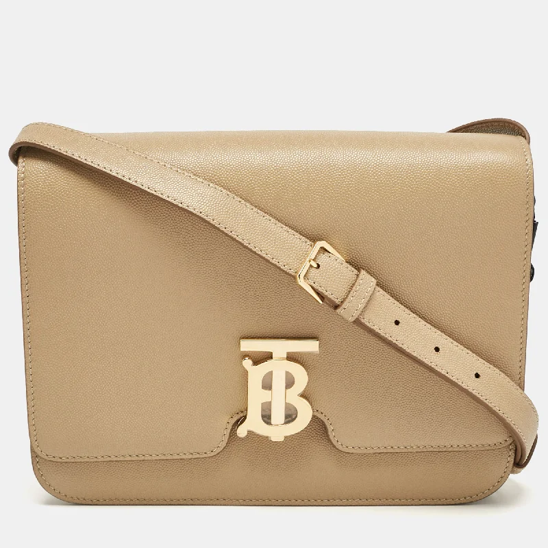 Shoulder bags with vintage vibes for nostalgia -Burberry Archive Beige Leather Medium Tb Shoulder Bag