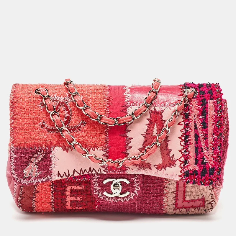 Shoulder bags with compact designs for portability -Chanel Multicolor Leather And Fabric Classic Patchwork Jumbo Single Flap Bag