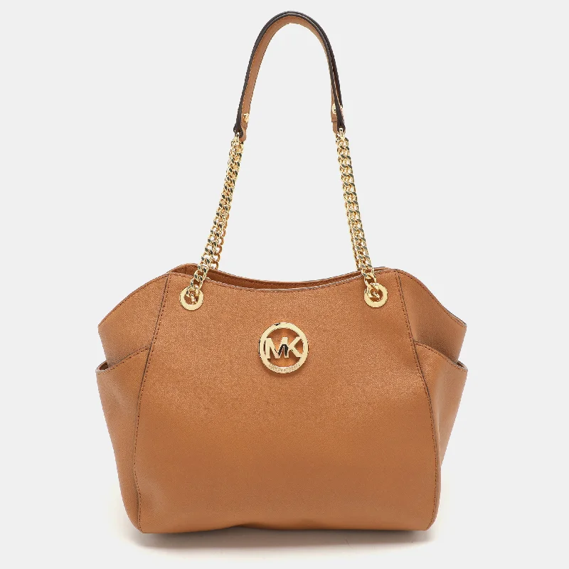 Shoulder bags with expandable sides for flexibility -Michael Kors Brown Leather Jet Set Chain Shoulder Bag