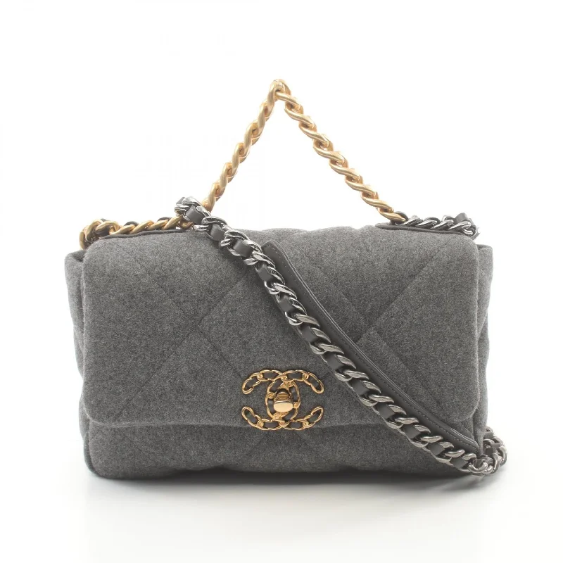 Shoulder bags with spacious pockets for travel -Chanel 19 Wool Shoulder Bag