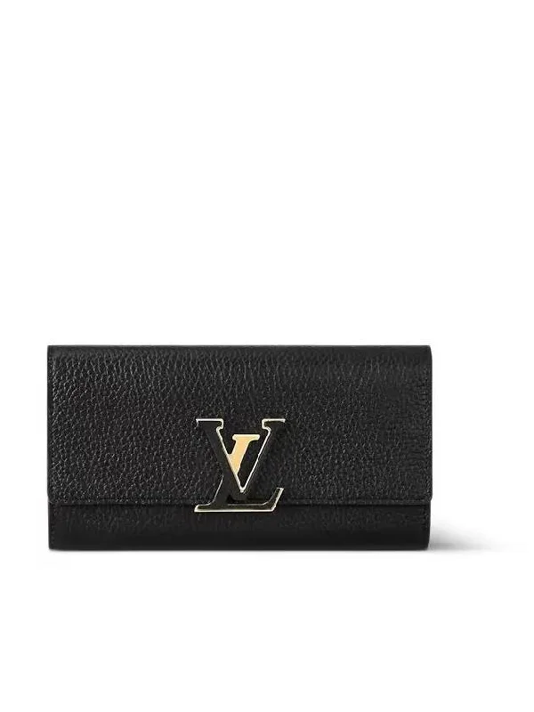 Capucines Taurillon Leather Medium Wallet Black