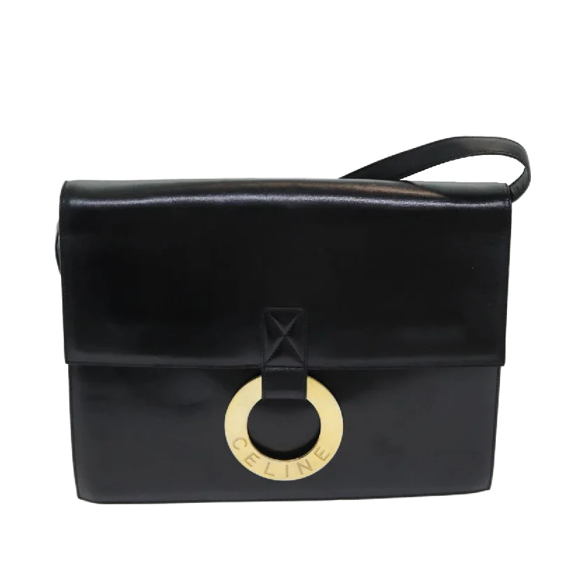 Shoulder bags with sleek zippers for closure -Céline Logo Du Cercle  Leather Shoulder Bag (Pre-Owned)