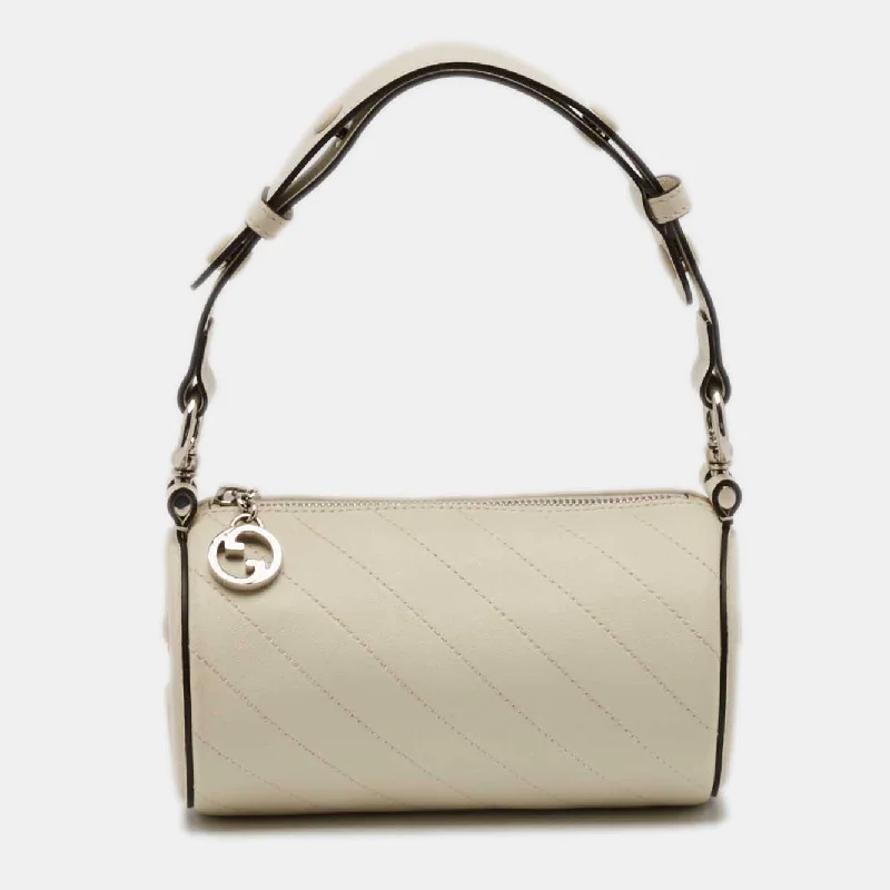 Shoulder bags with modern cutouts for style -Gucci White Diagonal Quilted Leather Mini Blondie Bag