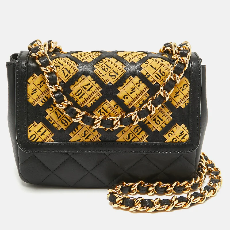 Shoulder bags with elegant gold-tone hardware -Moschino Black Leather Measuring Tape Chain Shoulder Bag