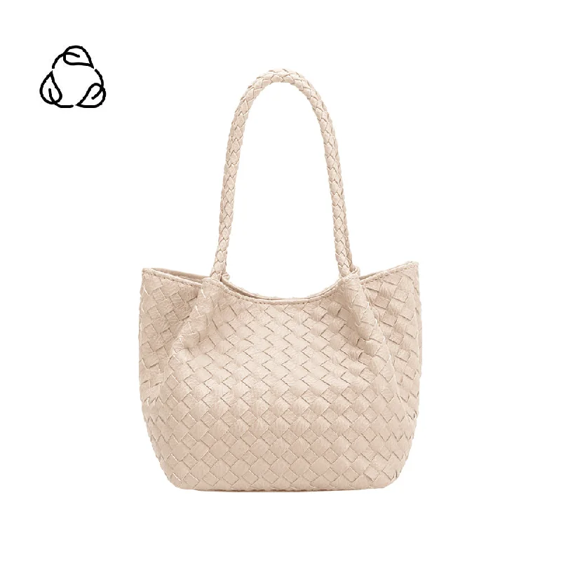 Handle bags with animal prints for flair -Anahi Ivory Recycled Vegan Woven Top Handle Bag