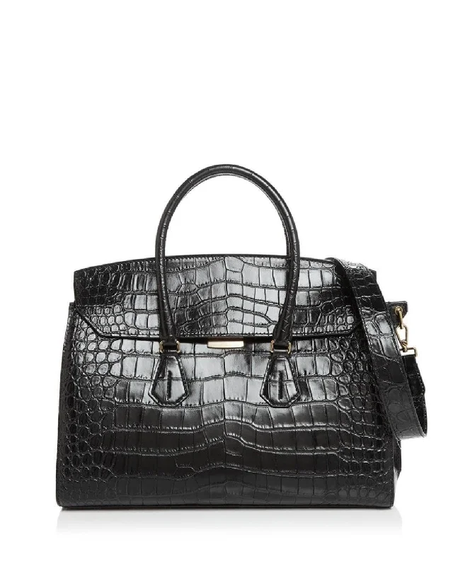 Handle bags with spacious interiors for storage -Bally Saphyr Women's 6232676 Black Croc Leather Bag