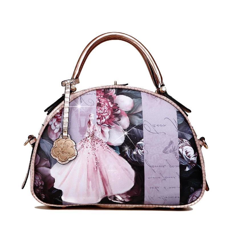 Handle bags with abstract art for uniqueness -Blossomz Dome Top Handle Bag