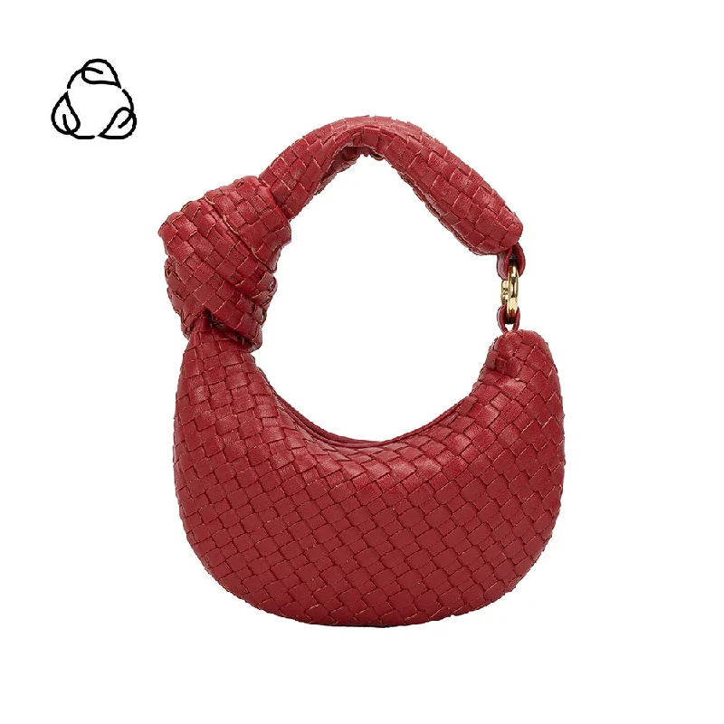 Vegan leather handle bags for eco-friendly chic -Brigitte Red Woven Charm