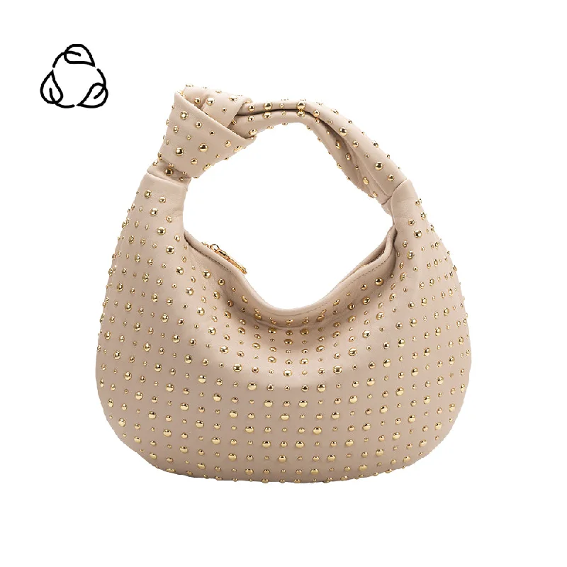 Handle bags with thick handles for support -Brigitte Studded Bone Large Recycled Vegan Shoulder Bag