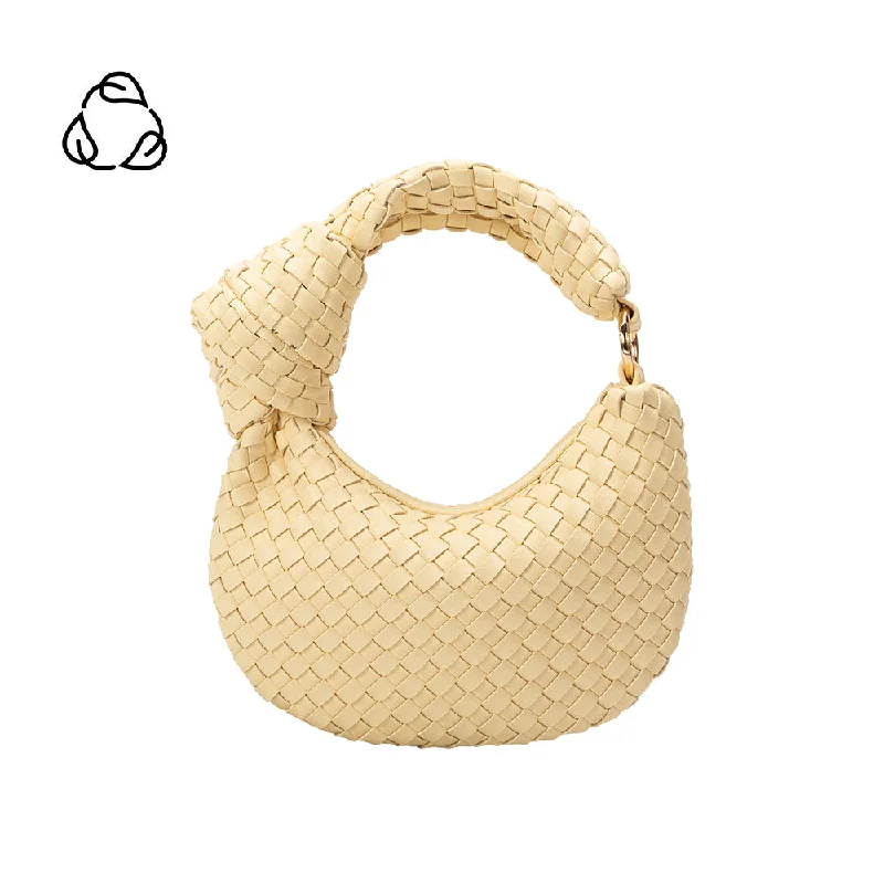 Handle bags with perforated details for style -Brigitte Yellow Woven Charm