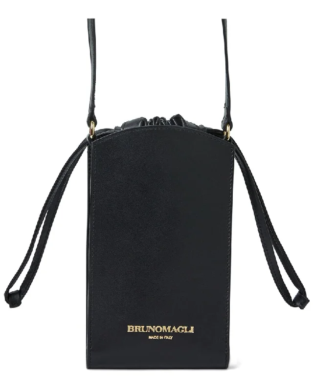 Handle bags with spacious interiors for storage -Bruno Magli Luna Leather Phone Crossbody