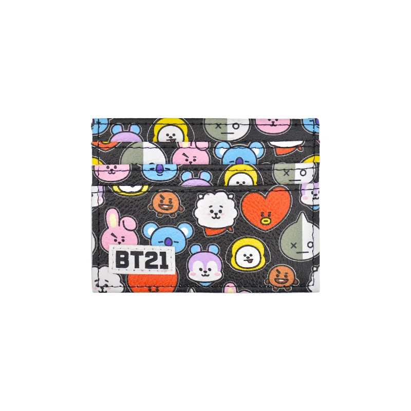 Handle bags with sleek black for elegance -Bt21 Printed card holder