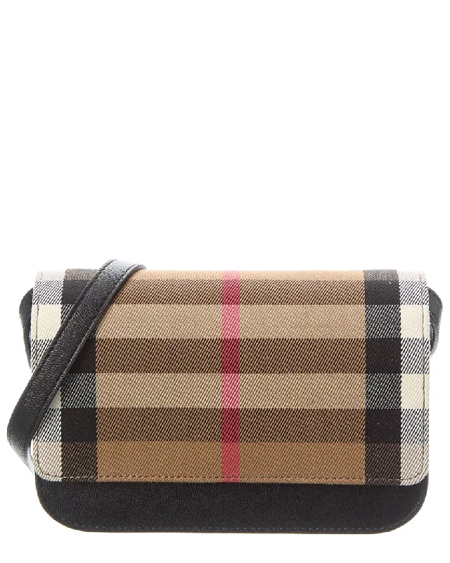 Handle bags with elegant gold-tone hardware -Burberry Check Canvas & Leather Shoulder Bag