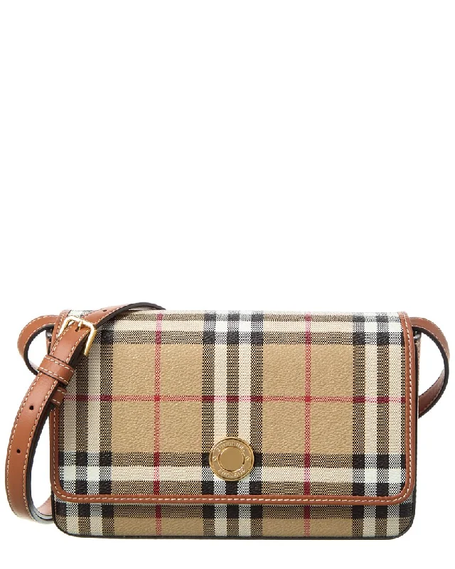 Handle bags with laptop sleeves for work -Burberry Hampshire E-Canvas & Leather Shoulder Bag