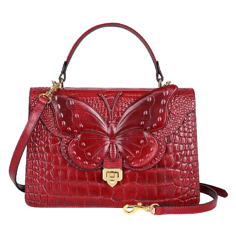 Handle bags with modern logos for branding -Butterfly Top Handle Crossbody Purse