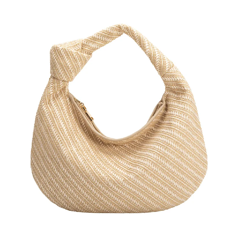 Handle bags with bright neons for visibility -Cher Natural Raffia Large Shoulder Bag - FINAL SALE