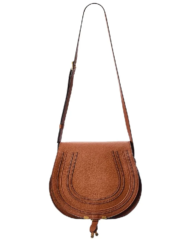 Handle bags with expandable sides for flexibility -Chloé Marcie Medium Leather Saddle Bag