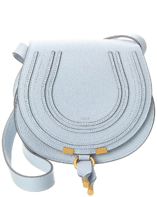 Designer handle bags with luxury logo detailing -Chloé Marcie Small Leather Saddle Bag