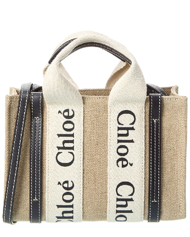 Handle bags with fun slogans for personality -Chloé Woody Mini Canvas & Leather Tote