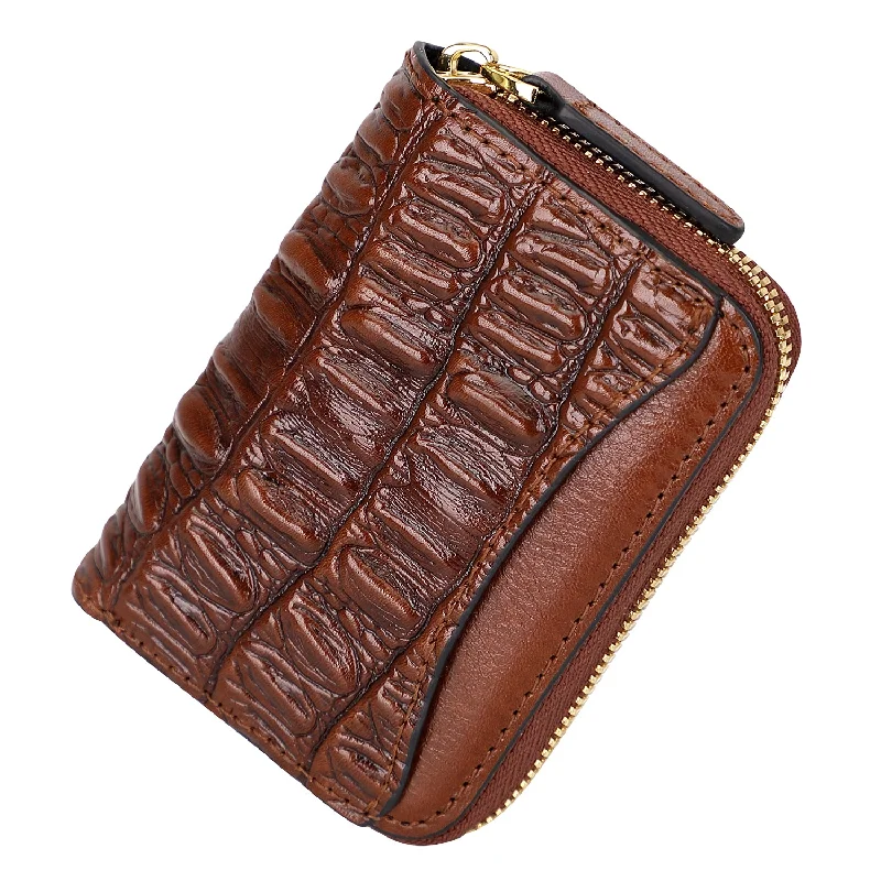 Handle bags with quilted leather for luxury -Crocodile Card Holder