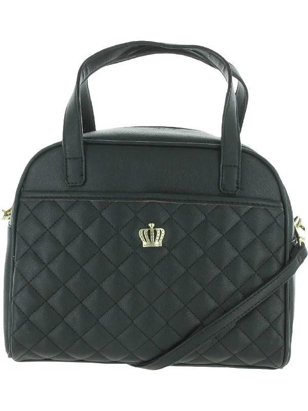 Handle bags with reinforced stitching for durability -Crown Royal Womens Quilted Faux Leather Satchel Handbag