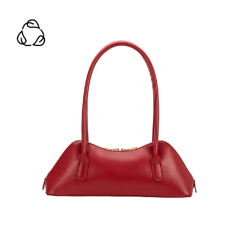 Handle bags with suede accents for texture -Dakota Red Recycled Vegan Shoulder Bag