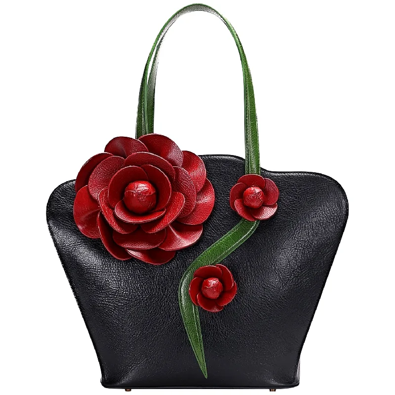 Handle bags with holiday themes for festivities -Flower Shoulder Handbag