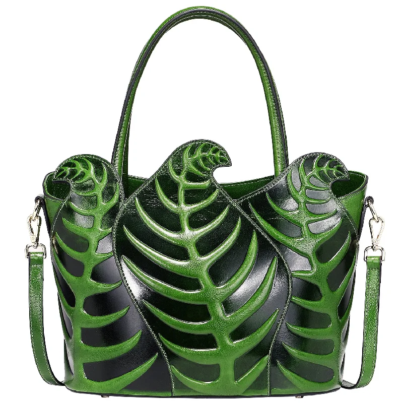 Handle bags with camouflage patterns for edge -Leaf Top Handle Handbags