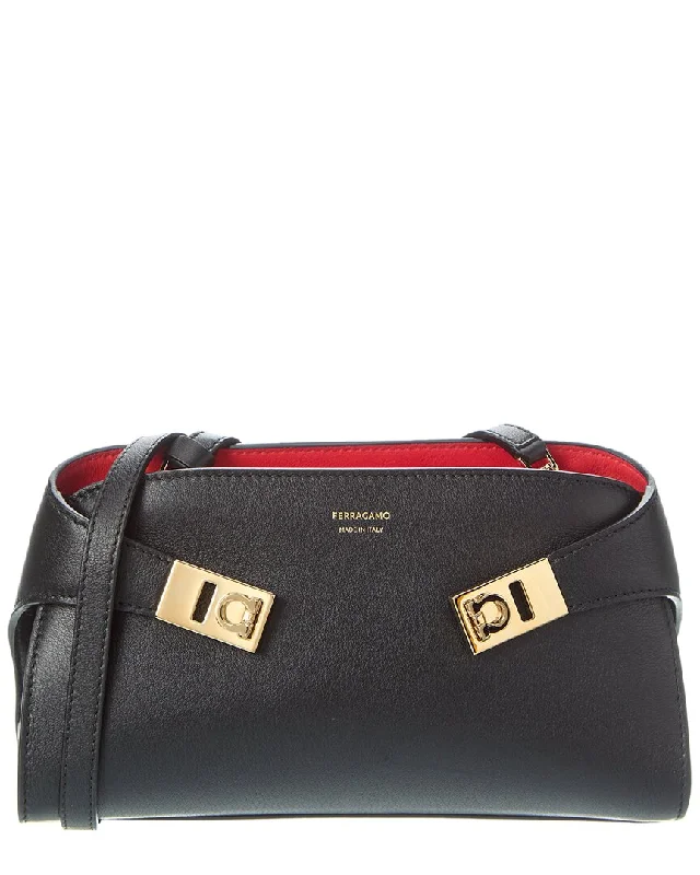 Foldable handle bags for easy storage convenience -Ferragamo Hug Leather Crossbody