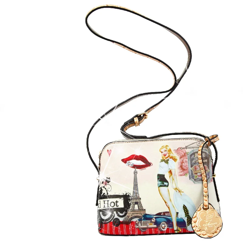 Reversible handle bags offering dual design styles -Retro Rebel Satchel Graphic Mini Crossbody