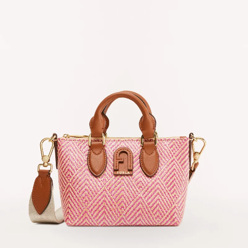 Handle bags with contrast stitching for detail -Furla Calipso Crossbody M Pink