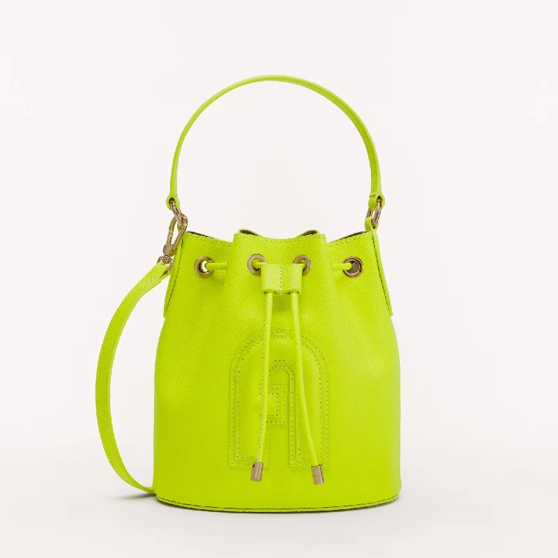 Handle bags with multi-color weaves for vibrancy -Furla Clio Bucket Bag Mini