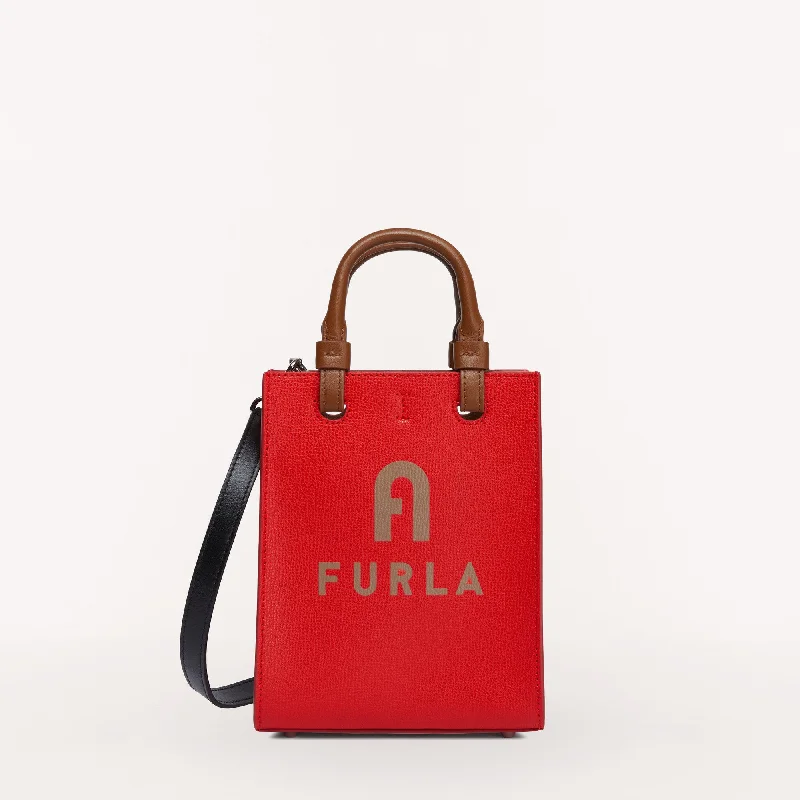 Handle bags with seasonal prints for holidays -Furla Varsity Style Tote Mini