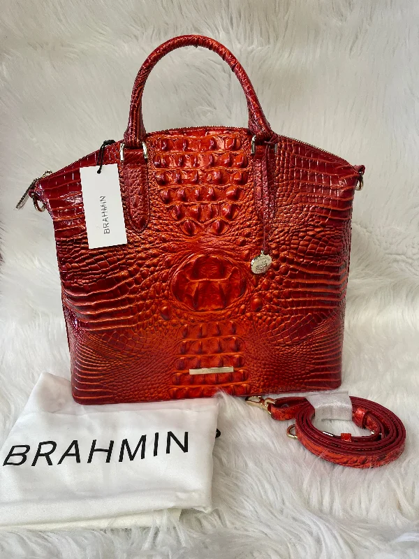 Handle bags with sleek zippers for closure -Handbag Designer By Brahmin, Size: Large