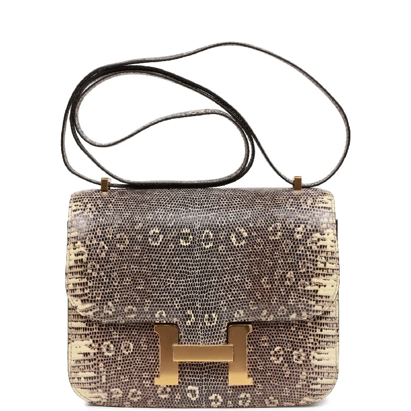 Handle bags with suede accents for texture -Hermes Mini Constance 18 Ombre Lizard Varanus Salvator Gold Hardware