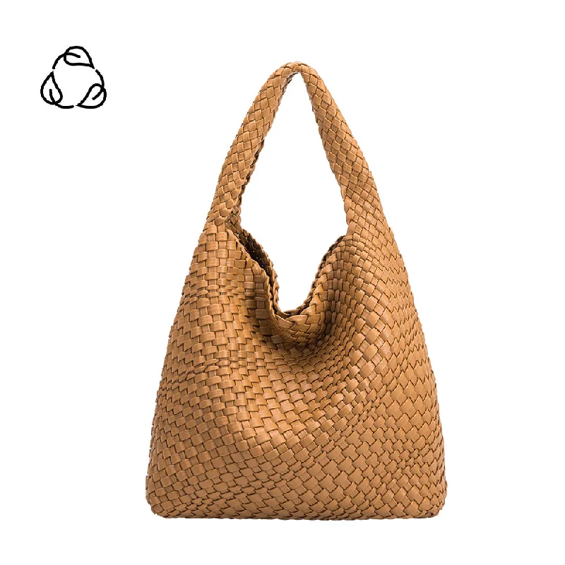 Handle bags with animal prints for flair -Johanna Camel Large Recycled Vegan Shoulder Bag