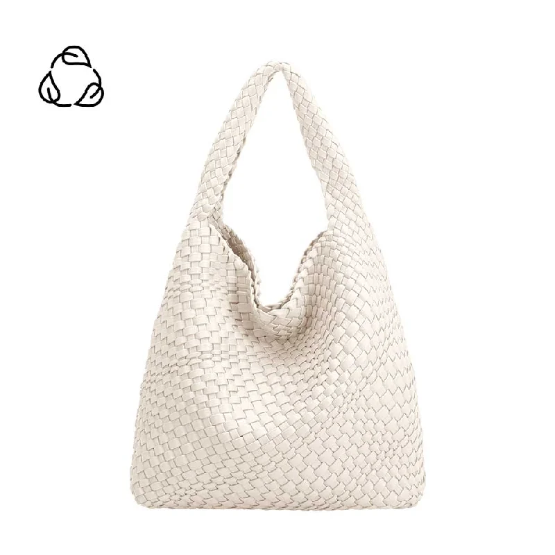 Handle bags with structured shapes for class -Johanna Off White Large Recycled Vegan Shoulder Bag