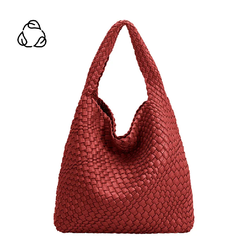 Handle bags with inner compartments for essentials -Johanna Red Large Recycled Vegan Shoulder Bag