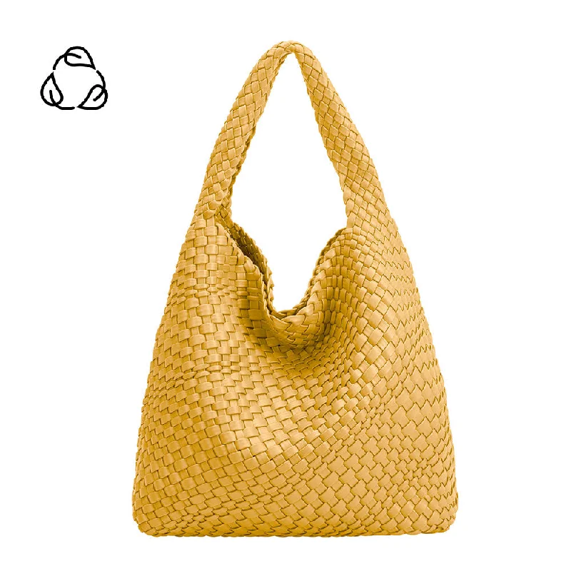 Handle bags with sleek leather for work -Johanna Yellow Large Recycled Vegan Shoulder Bag