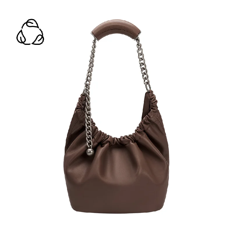 Handle bags with soft linings for protection -Kinsley Chocolate Recycled Vegan Shoulder Bag